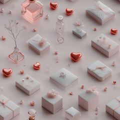 Cute Pastel Red Romantic Seamless Pattern