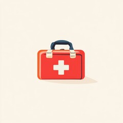 Obraz premium Red First Aid Kit, Flat Style Illustration