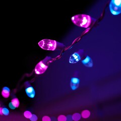 Vibrant string lights with pink and blue hues showcasing a festive and lively atmosphere Bokeh light lights background bokeh abstract light bright effect shiny