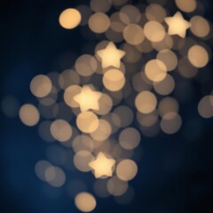 Abstract blurred bokeh lights on dark blue background - festive christmas and new year holiday template with glittering defocused stars and sparkling effects Bokeh light lights background bokeh ab