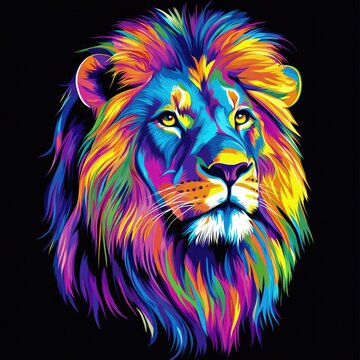 Colorful Lion Head Illustration