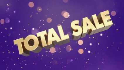 Gold text TOTAL SALE on purple background. Big Sale Offer. Banner