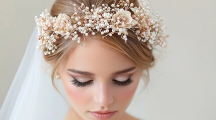 Close-up Bride Headpiece, Wedding Fashion Accessory