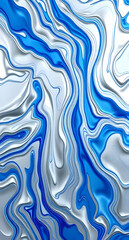 Fototapeta premium Abstract Fluid Pattern in Blue, White, and Gray