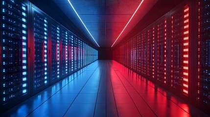 Futuristic Data Center Corridor Showcasing Innovative Digital Infrastructure Design