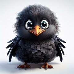 Fototapeta premium Kleine Rabe, weißer Hintergrund