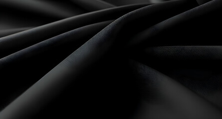 Obraz premium Elegant Black Cotton Fabric Waves and Textures