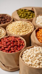 Eco-friendly packaging showcasing diverse whole grains promoting sustainable agriculture and healthful diets