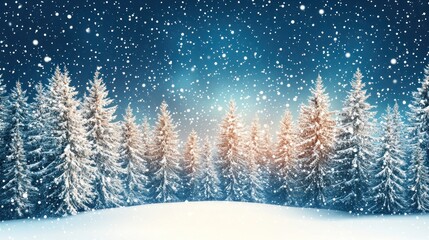 Obraz premium Snow covered pine trees in a winter wonderland