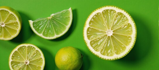 Vibrant lime halves against a verdant backdrop represent freshness  health perfect for summer beveragesvegan recipes with an exotically bright flair