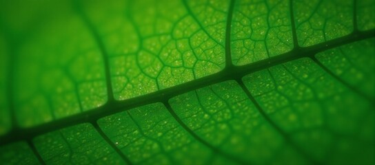 A digital illustration portrays the interplay between photosynthesis and quantum biology as seen through a green leafs structure