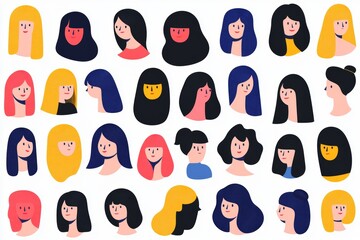 A range of cartoon character avatars crafted in a flat design style. Perfect for profiles, user interfaces, and social media imagery