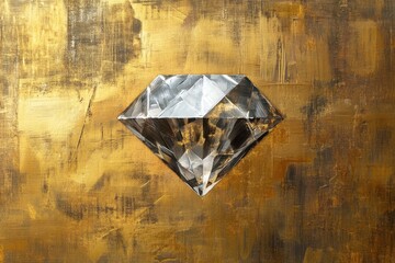 Diamond painted with thick brushstrokes on golden background texture