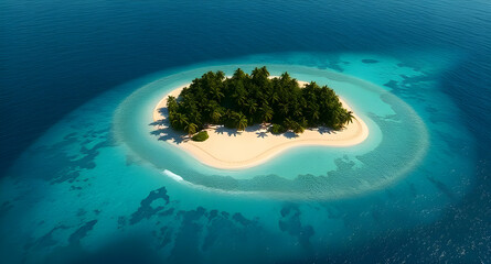 Serene Tropical Island Surrounded by Clear Turquoise Water
