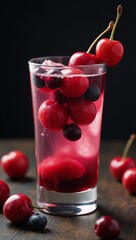 Cherry-Berry Cocktail Realistic Drop Flow with Blueberry Spiral Syrup