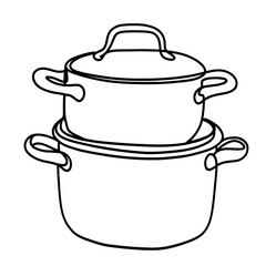  Pots stacked one line art drawing