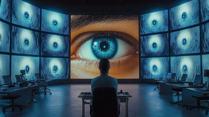 High-tech forensic lab conducts deepfake analysis with advanced AI tools in a futuristic setting focused on cybercrime investigation and detection