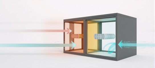 Illustration of building aerodynamics  ventilation strategies for green design highlighting air movement patterns  energy efficiency