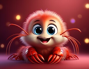 Niedlicher Hummer, weinroter Hintergrund