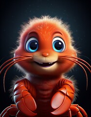 Niedlicher Hummer, schwarzer Hintergrund