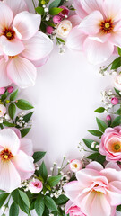 Frame surrounded by spring flowers