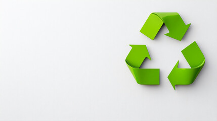 Obraz premium Large Green Recycling Symbol Against a Minimalistic Background Promoting Sustainability and Environmental Awareness