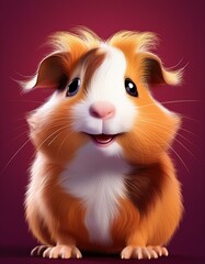 Niedliches Meerschweinchen, weinroter Hintergrund