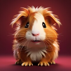 Niedliches Meerschweinchen, weinroter Hintergrund