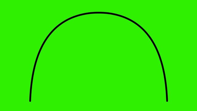 video animation drawing contour line curve of concave shape, on a green chroma key background