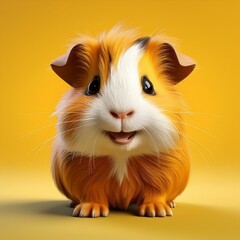 Niedliches Meerschweinchen, gelber Hintergrund