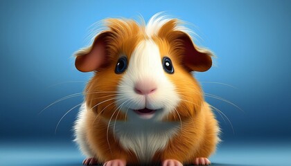 Kleines Meerschweinchen, blauer Hintergrund