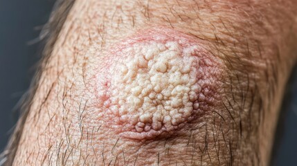 Naklejka premium Close-Up of Skin Condition on Human Knee with Hair and Texture Detail