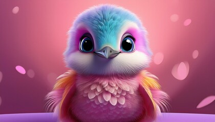 Obraz premium Niedlicher Kolibri, pinker Hintegrund