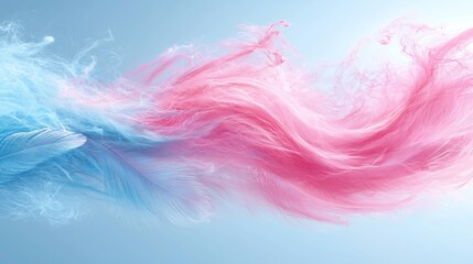 Obraz premium Pink and blue paint swirls, abstract art, flowing, pastel background, design element