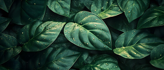 Obraz premium plant leaves texture showcasing intricate textures and vibrant green hues. This natural background highlights the beauty of foliage