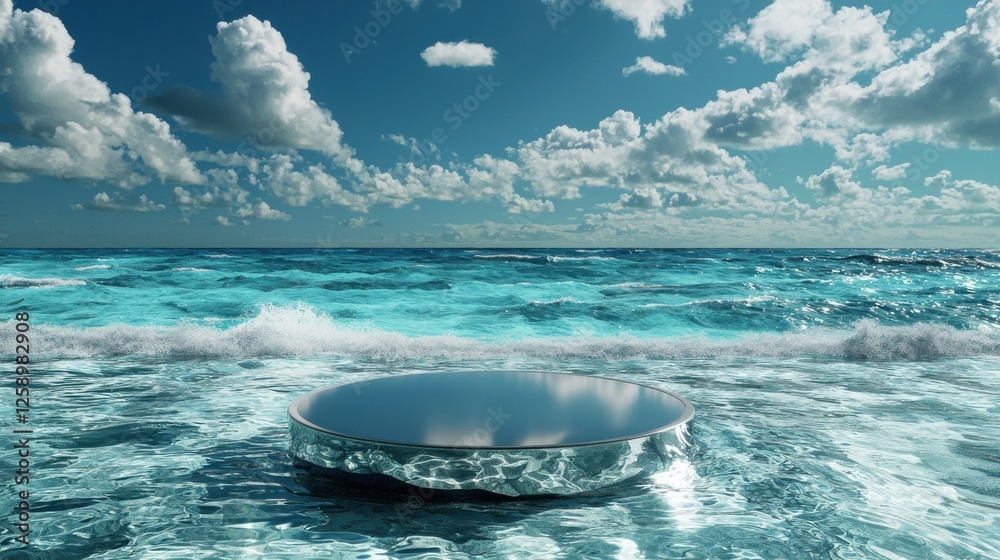 Poster A large silver object is floating in the ocean