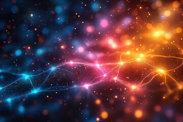 abstract neural network visualization colorful synapses and pathways illuminated against dark background representing neurodiversity