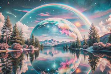 Holographic-dreamscape-background...