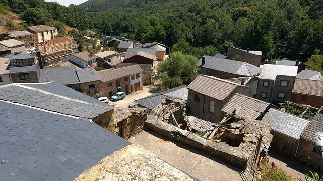 panoramic view of a rural village, Vega del Castillo in Zamora, Castilla y Le&oacute;n, Spain