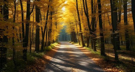 autumn forest in the morning