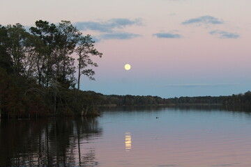 Moonrise Over Lake
