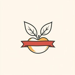 Simple apple logo with ribbon, design element