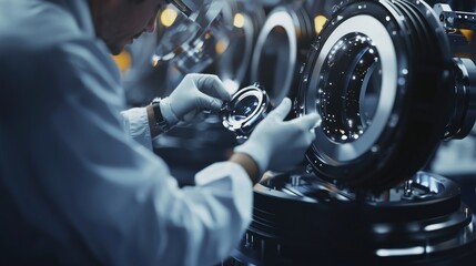 Precision Engineering: A Technician Assembles Complex Optical Components