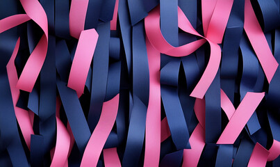 Elegant navy and rose pink paper strips artfully frame an inspiring message for modern design