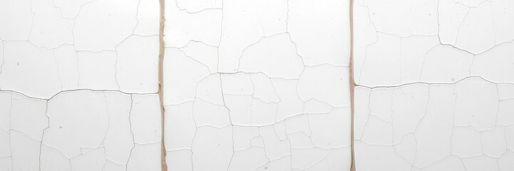 Obraz premium Cracked white ceramic tile texture with subtle irregularities and a worn appearance, industrial style, cracked ceramic, textured background