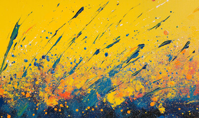 Vibrant artwork featuring bright streaks of sunshine yellow and refreshing sky blue painting dynamic energy