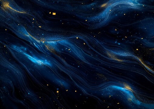 Abstract blue gold fluid art texture background