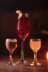 A beautiful bright cocktail. Restaurant. Delicious and beautiful.