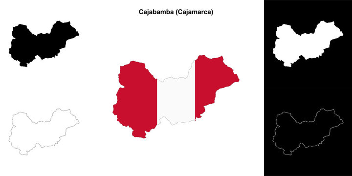 Cajabamba province outline map set