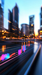 Obraz premium The Future of Investing: A futuristic cityscape representing quant funds as the forefront of financial innovation